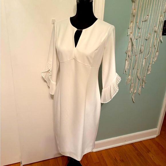 DKNY Tulip Sleeve Ivory Dress - Picture 1 of 9